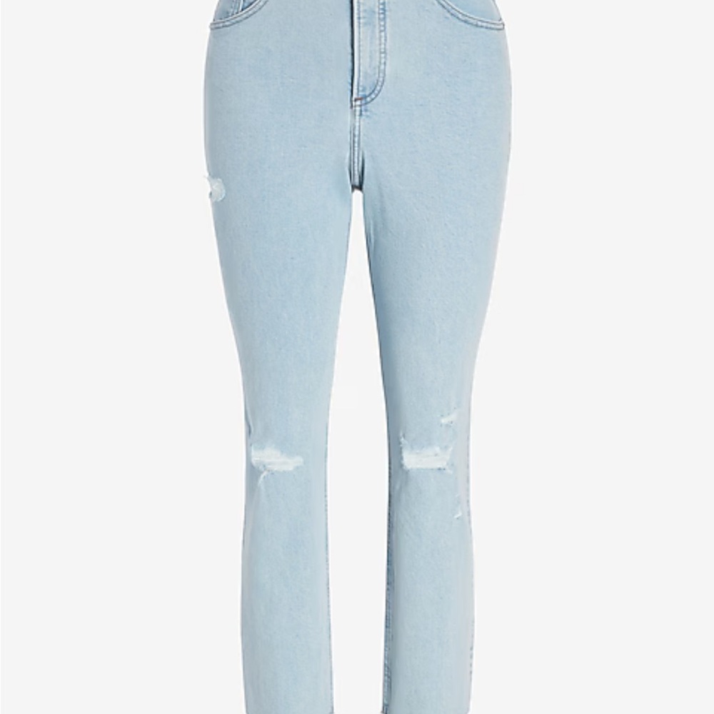 Light Blue Distressed High Rise Mom Jeans - Picture 4 of 6